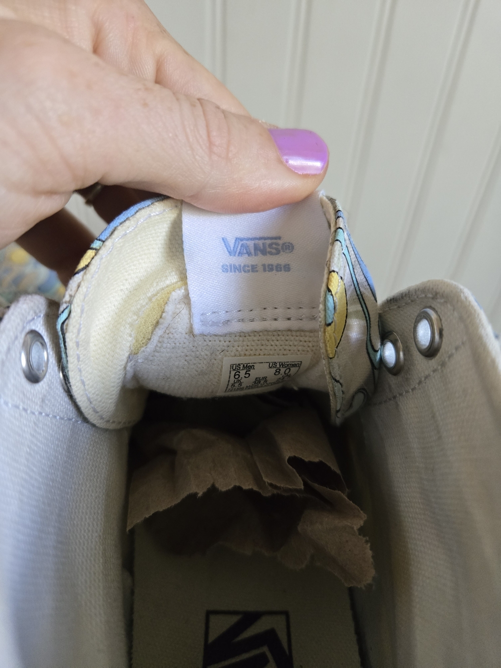Vans High-Top Platform Sneakers in Pastel Blue & Yellow - Picture 7 of 12